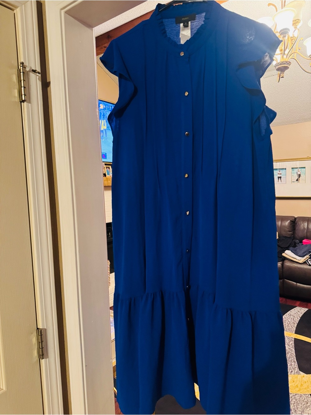 Sleeveless Button-Front Maxi Dress in Royal Blue